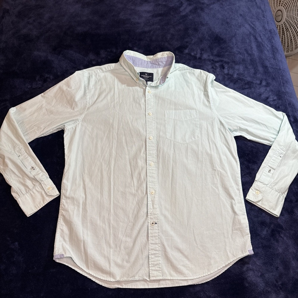 American Eagle Outfitters Mens Shirt  L Button down Classic Green Long Sleeve